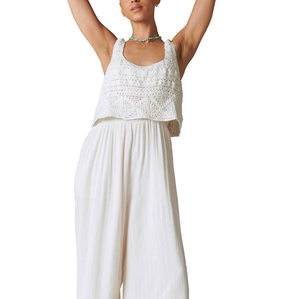 Lucky Brand Crochet Jumpsuit;cream colored